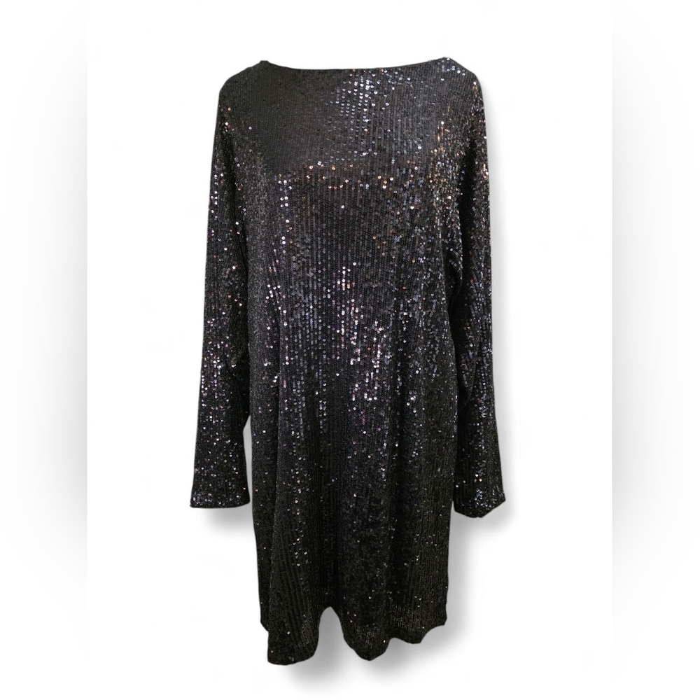 Steve Madden Black Sequin Ginger Midi Dress Size 12 Party Cocktail Holiday NWT